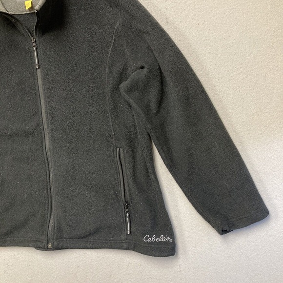 Cabelas Fleece Jacket Mens 2XL Black Full Zip Long Sleeve Outdoors Casual XXL - Picture 5 of 11